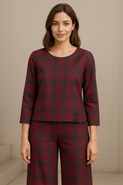 Bluzka Aldona Poznań 511023 bordo krata