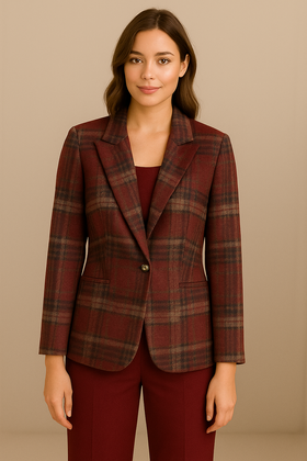 Żakiet Boone Poznań 2371 krata bordo