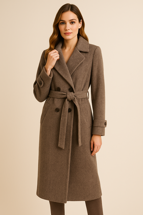 Płaszcz Merce Poznań ELIN brąz jodełka