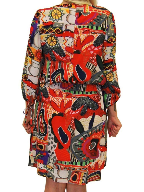 Sukienka Patricia 4-1078 czerwone wzory