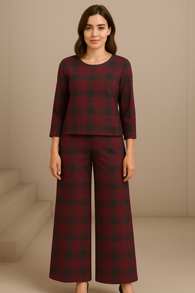 Spodnie Aldona Poznań 531024 krata bordo